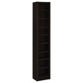 Cappuccino Rectangular Bookcase: Tall Slim Storage with 9 Shelves, Dark Brown Finish, Wood Veneer & MDF Construction