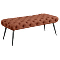 Galiano Rust Upholstered Tufted Bench with Metal Legs, Rust Velvet Finish, 47W x 20D x 18H inches