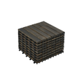 Interlocking Deck Tiles Striped Pattern 12' x 12' Dark Brown Acacia Hardwood Outdoor Flooring