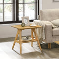 Arona Mid-Century Modern Wood Shelf End Table, Natural Oak Finish