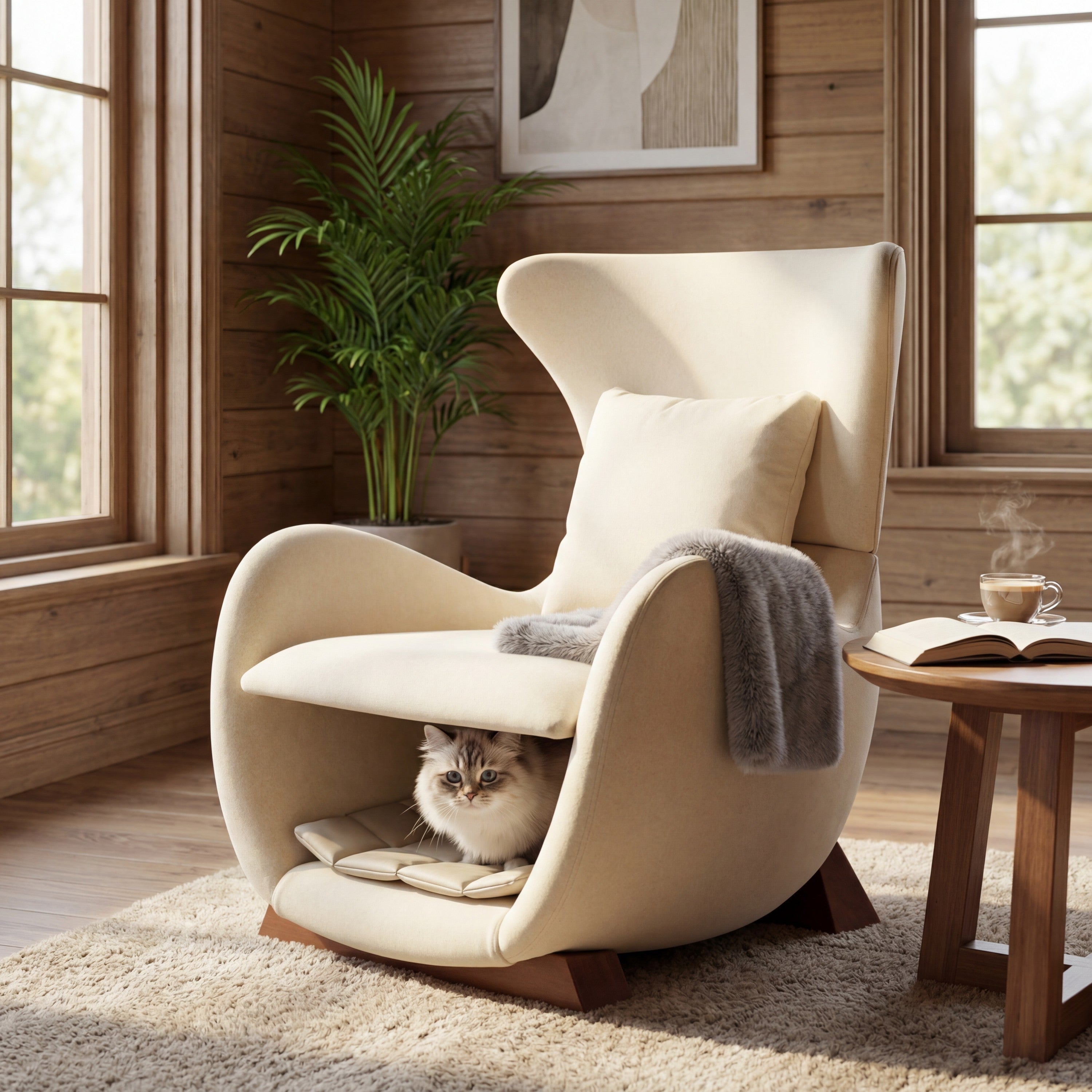 Modern Beige Polyester Accent Chair with Pet/Storage Space - 330 lbs Capacity, Living Room Lounge Chair, Stylish & Durable Design