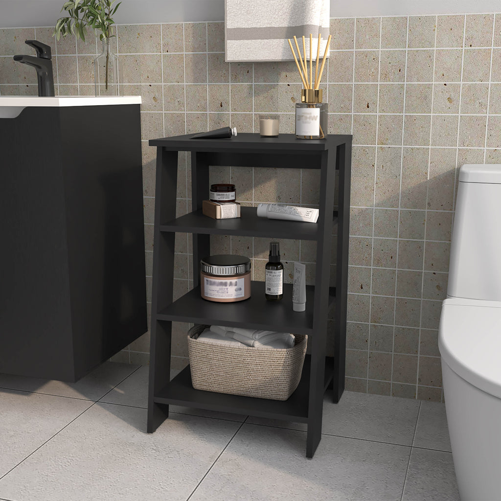 Bathbi 30' High  4-Tier Ladder Shelf  Organizer for Bathroom, Side Table, Living room in Black