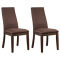 Chocolate and Espresso Dining Chair Set of 2: Industrial Style with Walnut Veneer Frame, Cocoa Upholstery, Brown Finish, Hardwood Construction