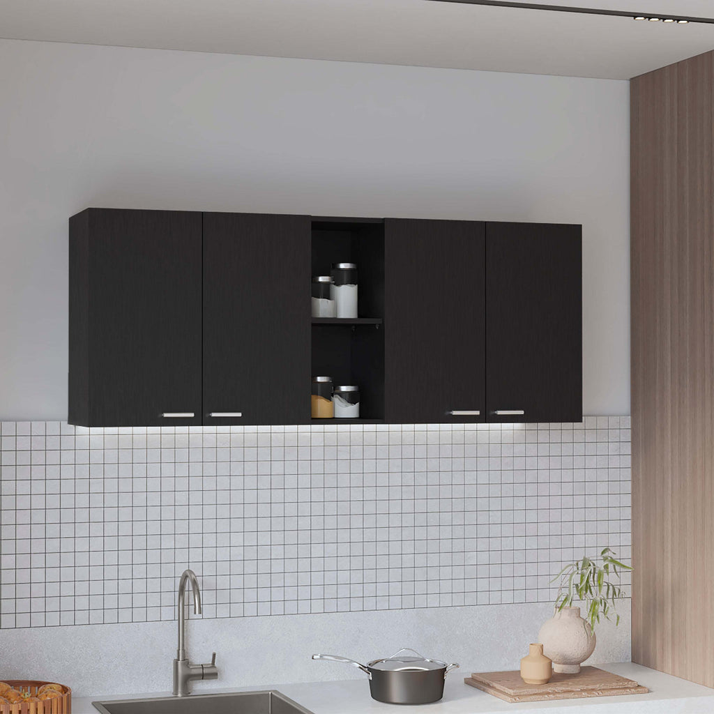 59-inch Four Swing Doors Wall Cabinet Wenge