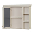 Modern Beige Cream Wall Mounted Bathroom Storage Cabinet with Mirror Door, MDF and Glass, 35.5'' x 7.2'' x 28.7''