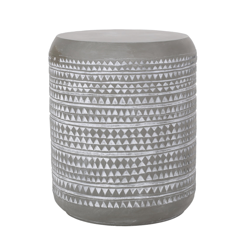 Outdoor Side Table with Cylindrical Shape, White