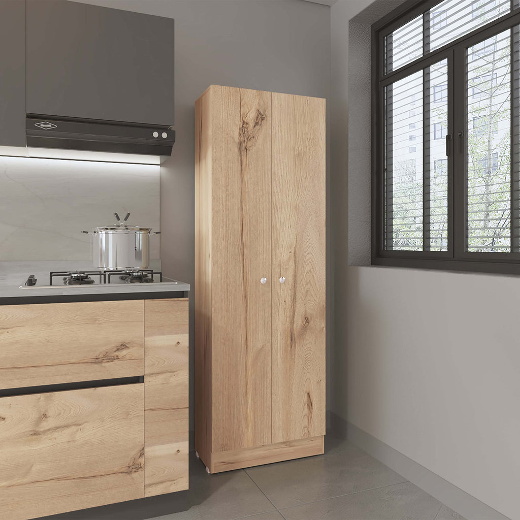 Rectangle 2-Door Storage Tall Cabinet Light Oak and Wenge