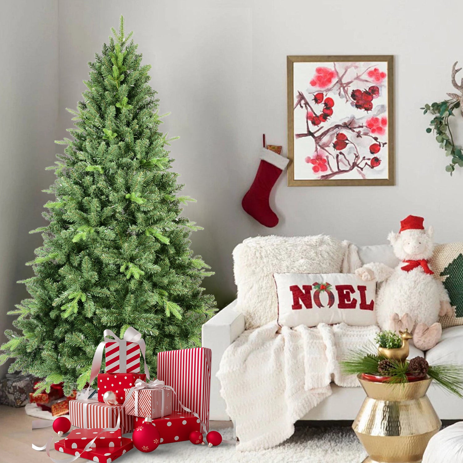 5FT Classic Christmas Tree with 967 PE+PVC Tips – Realistic Hinged Branches, Easy Assembly, Stable Metal Stand, Full Natural Look for Holiday Decorating