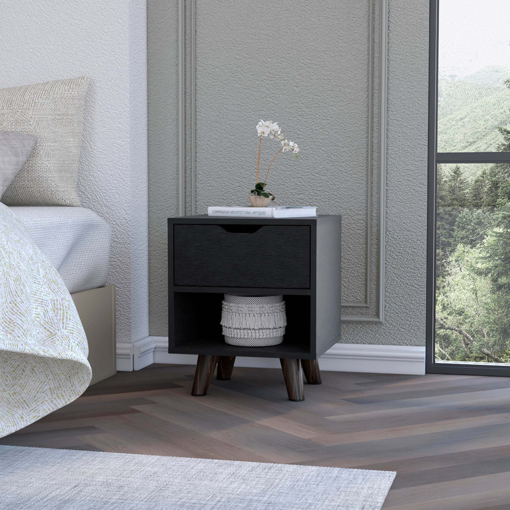 Wenge 1-Open Storage Shelf Nightstand