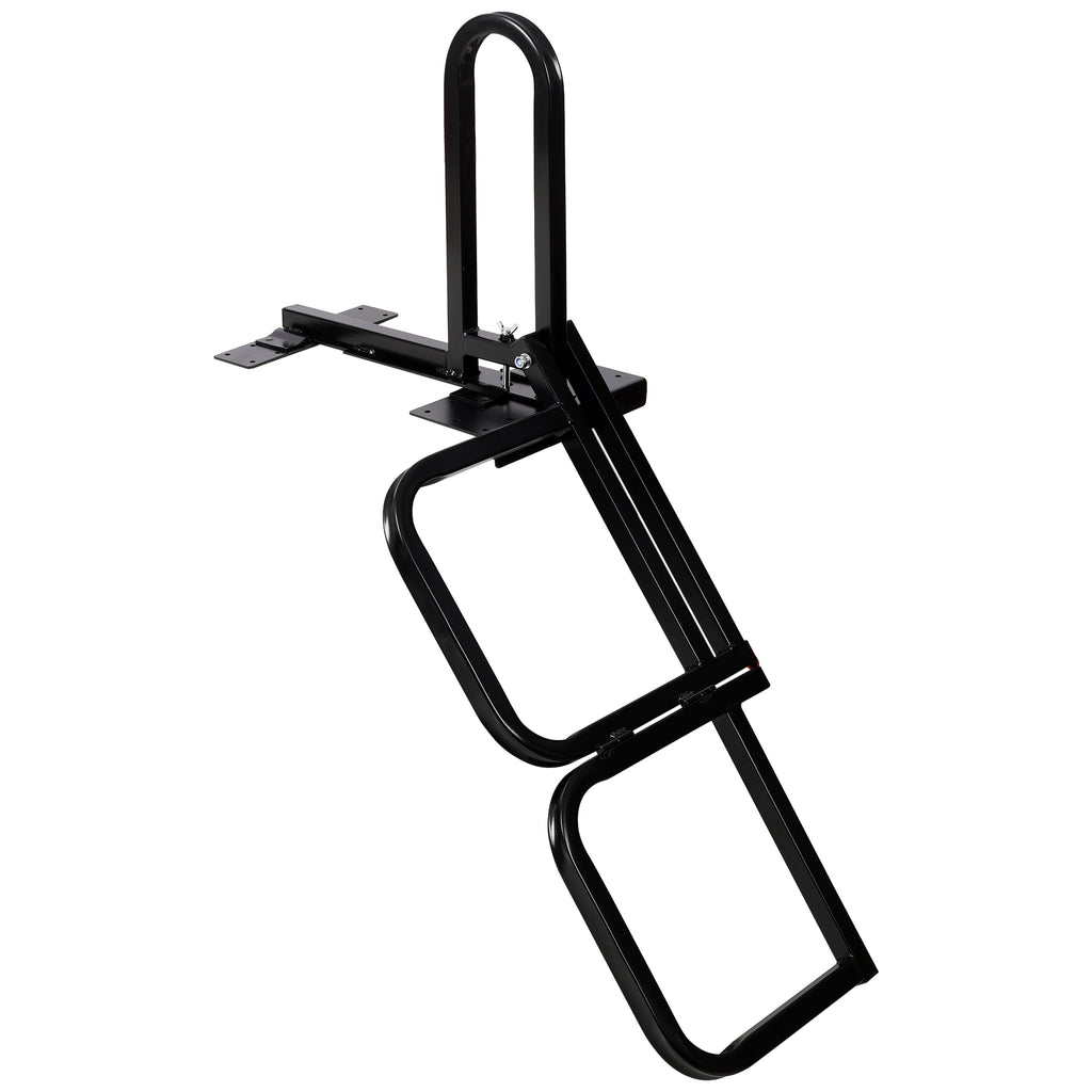 Foldable Pickup Truck Tailgate Two-Step Ladder - Universal Fit. Drilling Hex Screws for Easy Install. Load Capacity: 300 LBS. Serves To Secure Items In Truck Bed
