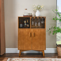 31.5' Liquor Cabinet with Wine Glass Holder & Wine Rack & Adjustable Shelf, Wine Cabinet, Kitchen Coffee Bar Cabinet, Rustic Sideboard Buffet  Cabinet with storage for Home Farmhouse Dining Room
