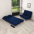 46' Wide Folding Sofa Bed 5-in-1 Convertible Chair for Two - 5-Position Adjustable Backrest with Pillow, Space-Saving Sleeper for Living Room, Bedroom & Office (71.6'W x 46'D)(Bule)