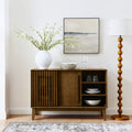 47.3' Sideboard Buffet Cabinet with Storage, Farmhouse Fluted Sideboard with 2 Doors & Solid Wood Feet, TV Media Console, Storage Cabinet for Kitchen Dining Living Room Entryway Hallway, Walnut