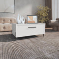 Shan 15'High Minimalistic Coffe Table with Pull Down Cabinet and Open Shelf White