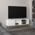 Vulcan 63' Wide Tv Stand with One Cabinet, Three Open Shelves, Cable Management, Living Room, Tv Room White