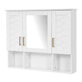Modern 35 inch Wall Mounted Medicine Cabinet with Adjustable Shelves, Soft Close Doors, High-Define Mirror in White Finish