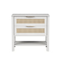 Rattan Nightstand with 2 Drawers and Storage Shelf Boho Bedside Narrow Side Table for Bedroom