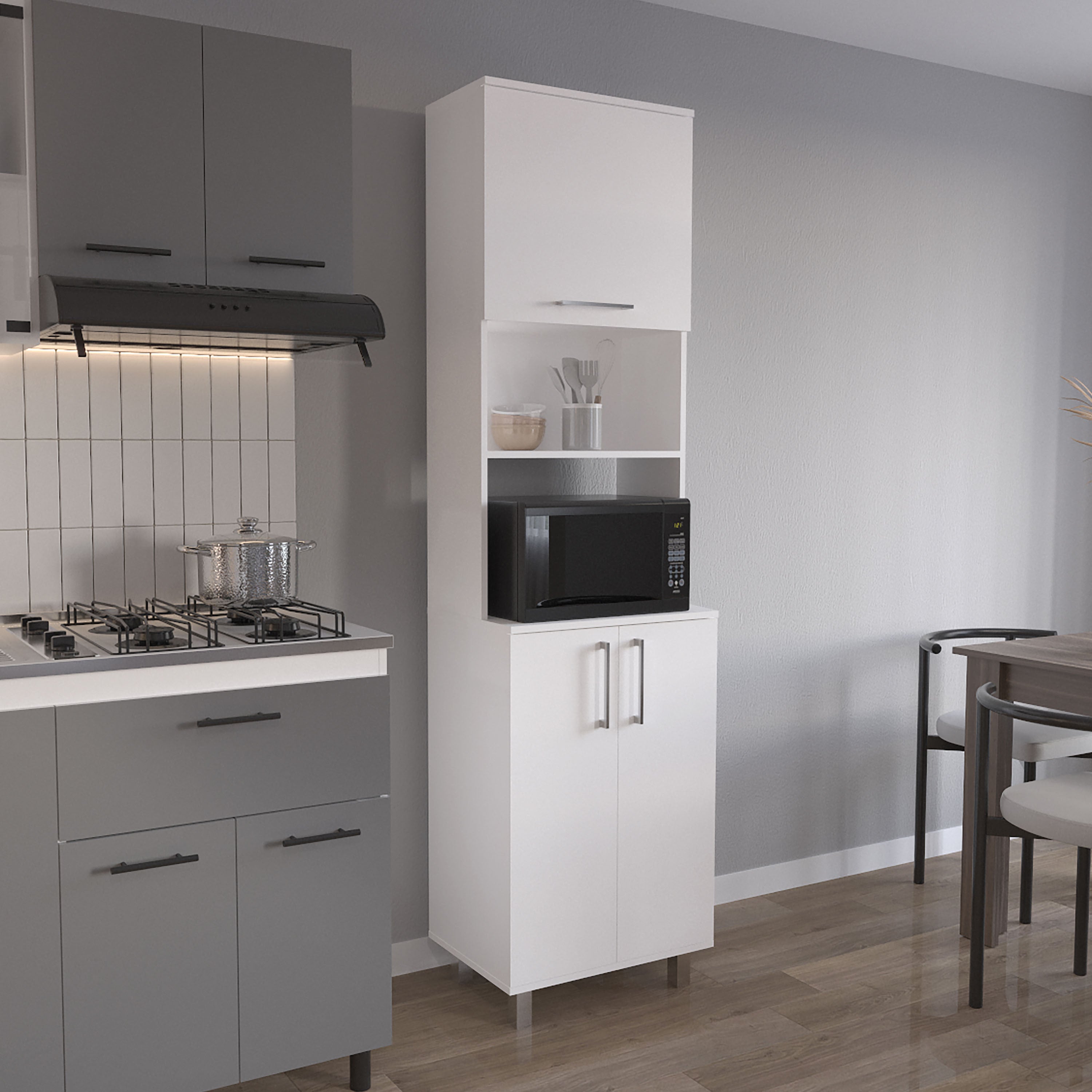 Bombona 80' High Double Cabinet Kitchen Pantry, Storage Cabinet, with Six Shelves for Kitchen, Garage White