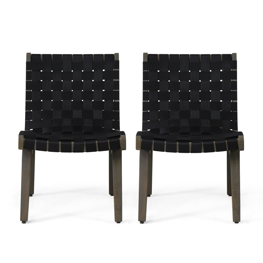 Lounge Chair with Stunning Rope Weave Design, Set of 2, Black