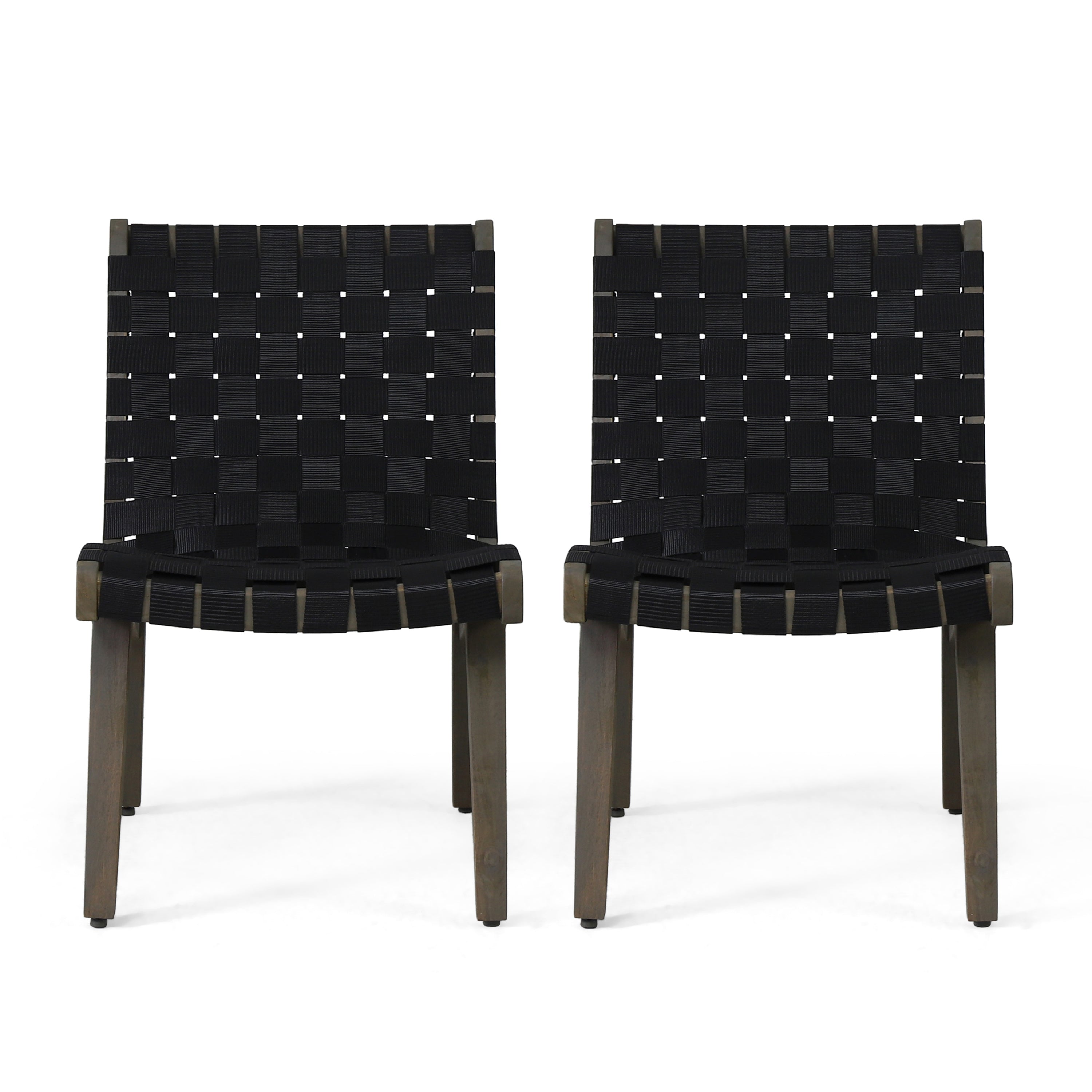 Lounge Chair with Stunning Rope Weave Design, Set of 2, Black