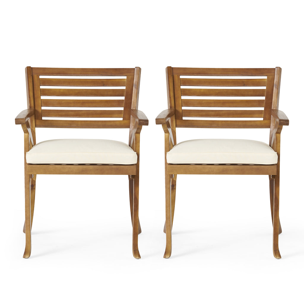 Acacia Wood Dining Chair with Water-resistant Cushion, Teak