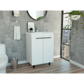 Khari 24' Bathroom Vanity, Floor Cabinet, Double Door, Two Shelves -White