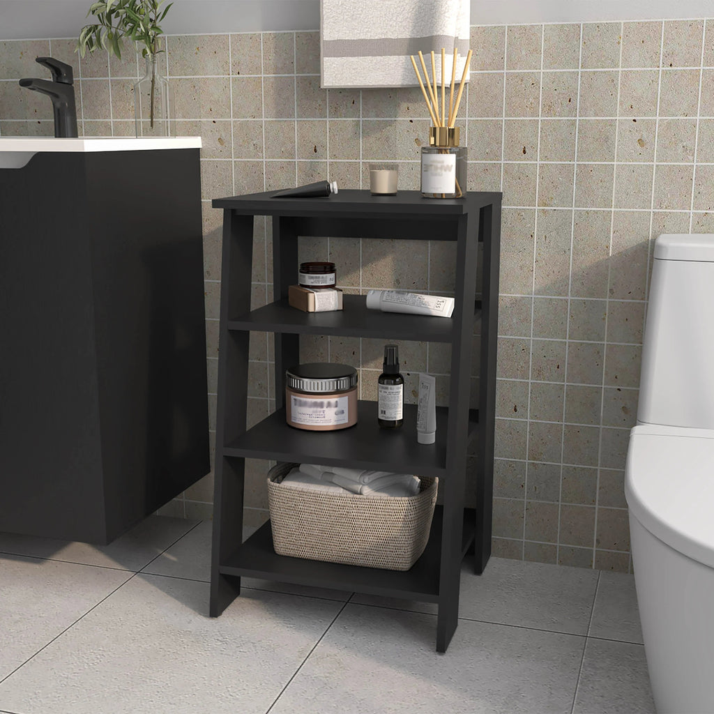 Wenge Freestanding Bathroom Shelf with Open Storage