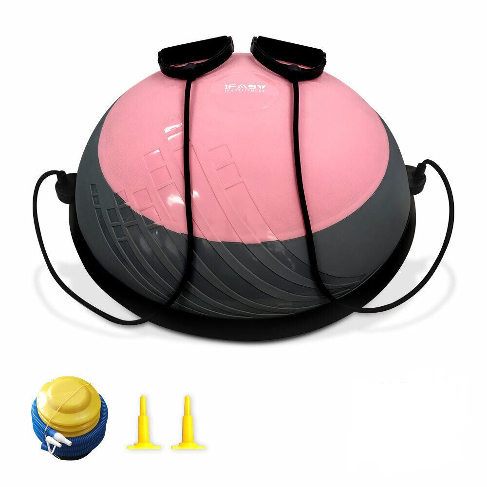 Balance Ball Balance Trainer 660Lbs Weight Capacity 23' Half Ball with Resistant Band, Anti Burst Design, Anti-Slip Surface for Home Gym Core Ab Training Yoga Fitness Stability Workout with Foot Pump