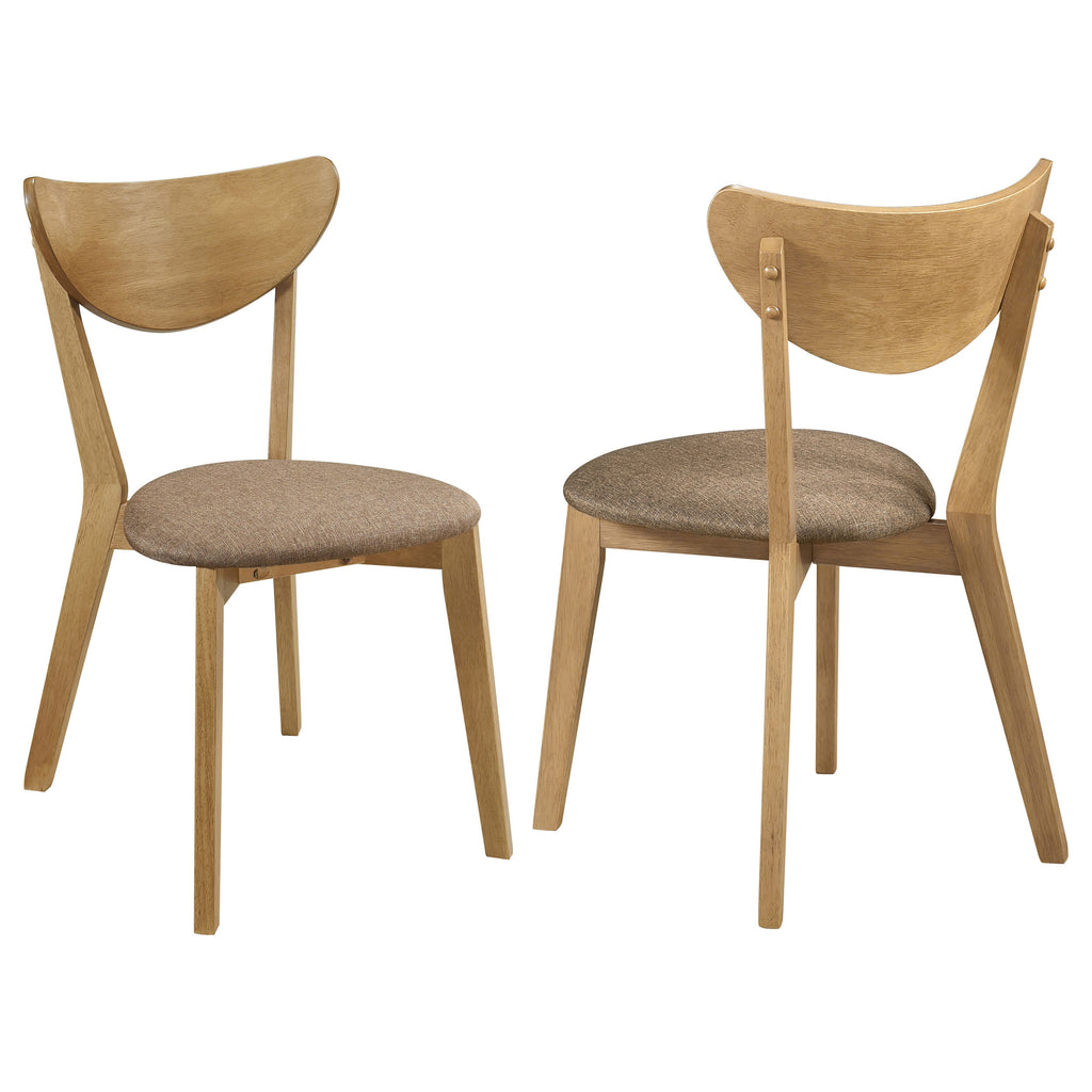 Carson Light Walnut Wood Dining Side Chair Set of 2 - Mid-Century Modern Style with Curved Backrest and Light Brown Fabric Cushions