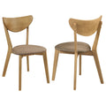 Carson Light Walnut Wood Dining Side Chair Set of 2 - Mid-Century Modern Style with Curved Backrest and Light Brown Fabric Cushions