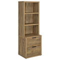 Geary Mango 3-Shelf Bookcase with USB Port and Lockable Drawer in Mango Finish, Engineered Wood, 61.25H x 19.75W x 15.5D