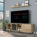 Valdivia Tv Stand for TV´s up 70', Four Open Shelves, Five Legs -Light Oak