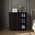 Wenge 2-Door Shoe Storage Cabinet with Shelf