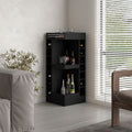 Lyman 46' Tall 3-Tier Corner Bar Cabinet with Fourteen Wine Bottle Cubbies, Living Room, Liquor Cabinet, Storage Cabinet Black