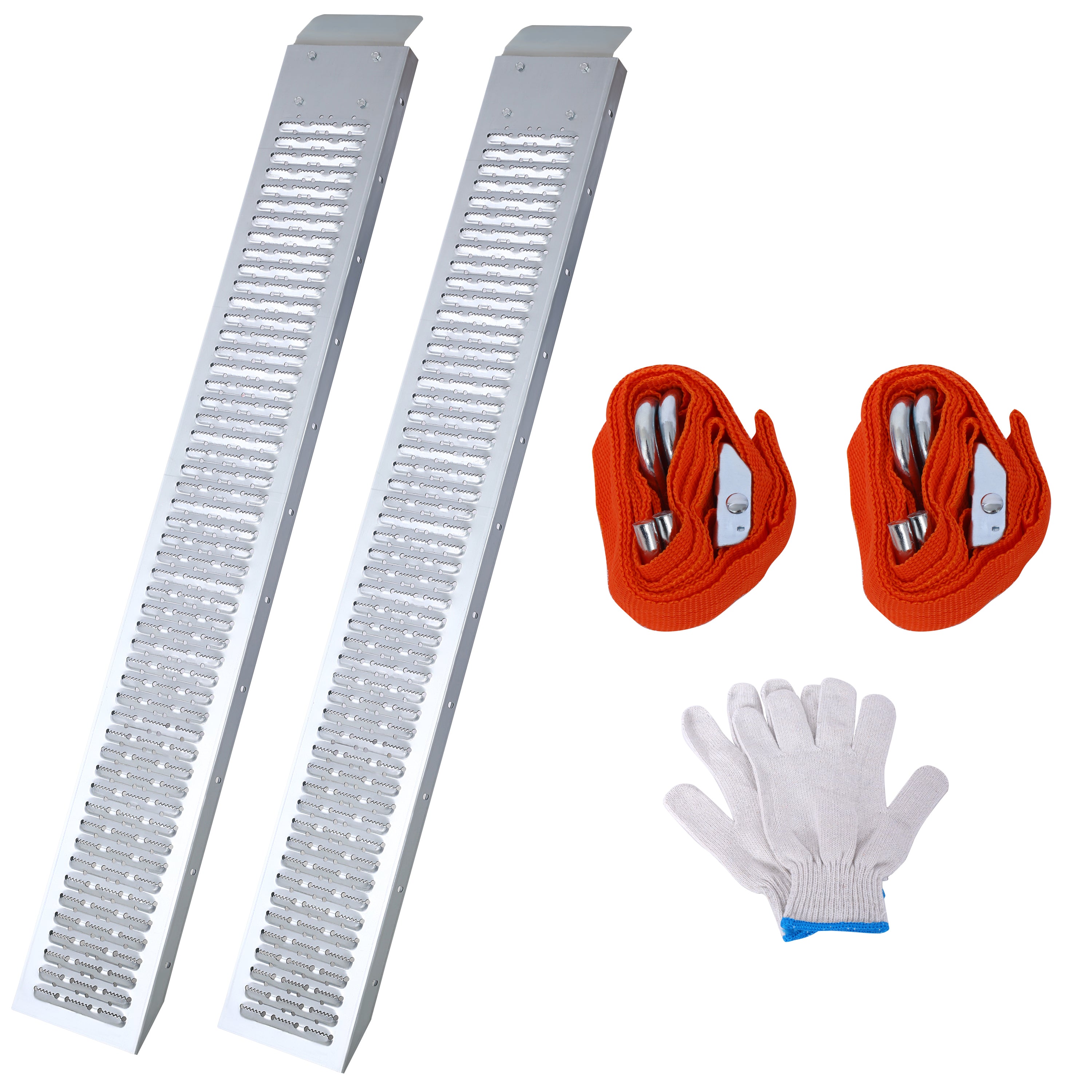 66' L Loading Ramps, 960lbs Capacity Loading Ramps for Pickup Trucks, Steel Motorcycle Ramp, Dirt Bike Ramp for Truck, Lawn Mower, Snowblower, ATV, Quad, Pack of 2  ,with 2pcs tie straps,1pair gloves