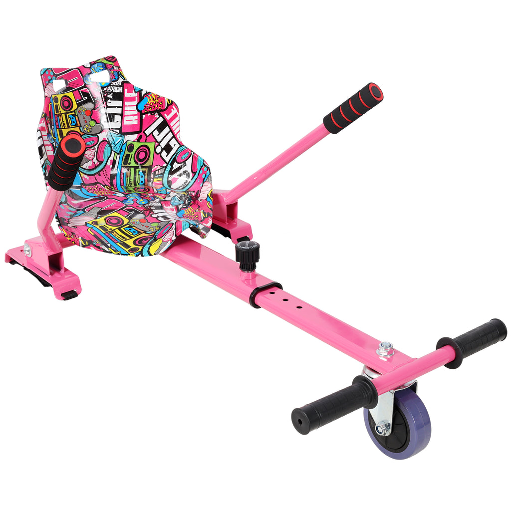 Hoverboard Seat Attachment Go-Kart,Fits 6.5' 8'10' Hoverboards,Sturdy Adjustable Off-Road Frame,Hover Cart for Family Fun,not include Hoverboard,Pink