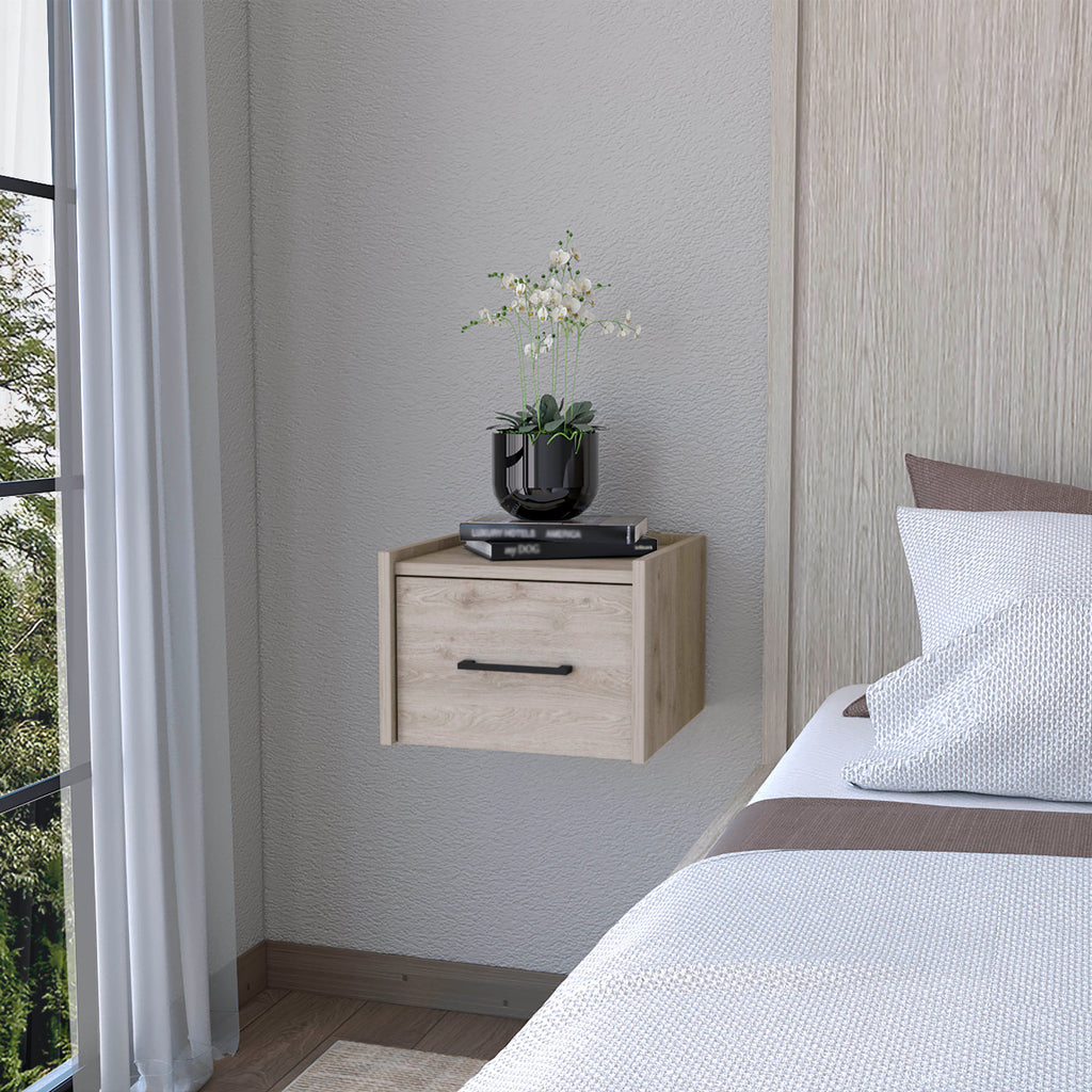 Light Gray Wall-Mounted Floating Nightstand