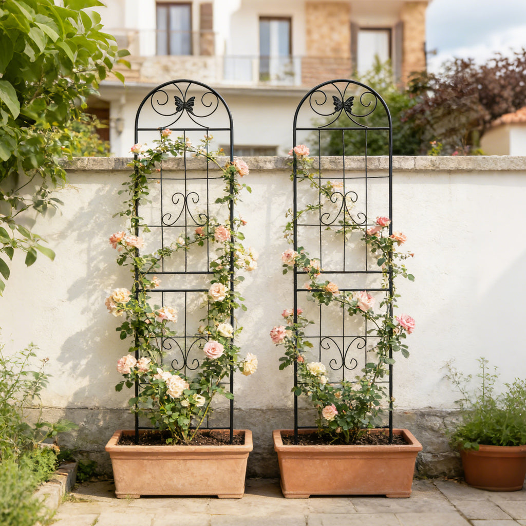 2 Pack Metal Garden Trellis 86.7' x 19.7' Rustproof Trellis for Climbing Plants Outdoor Flower Support Black
