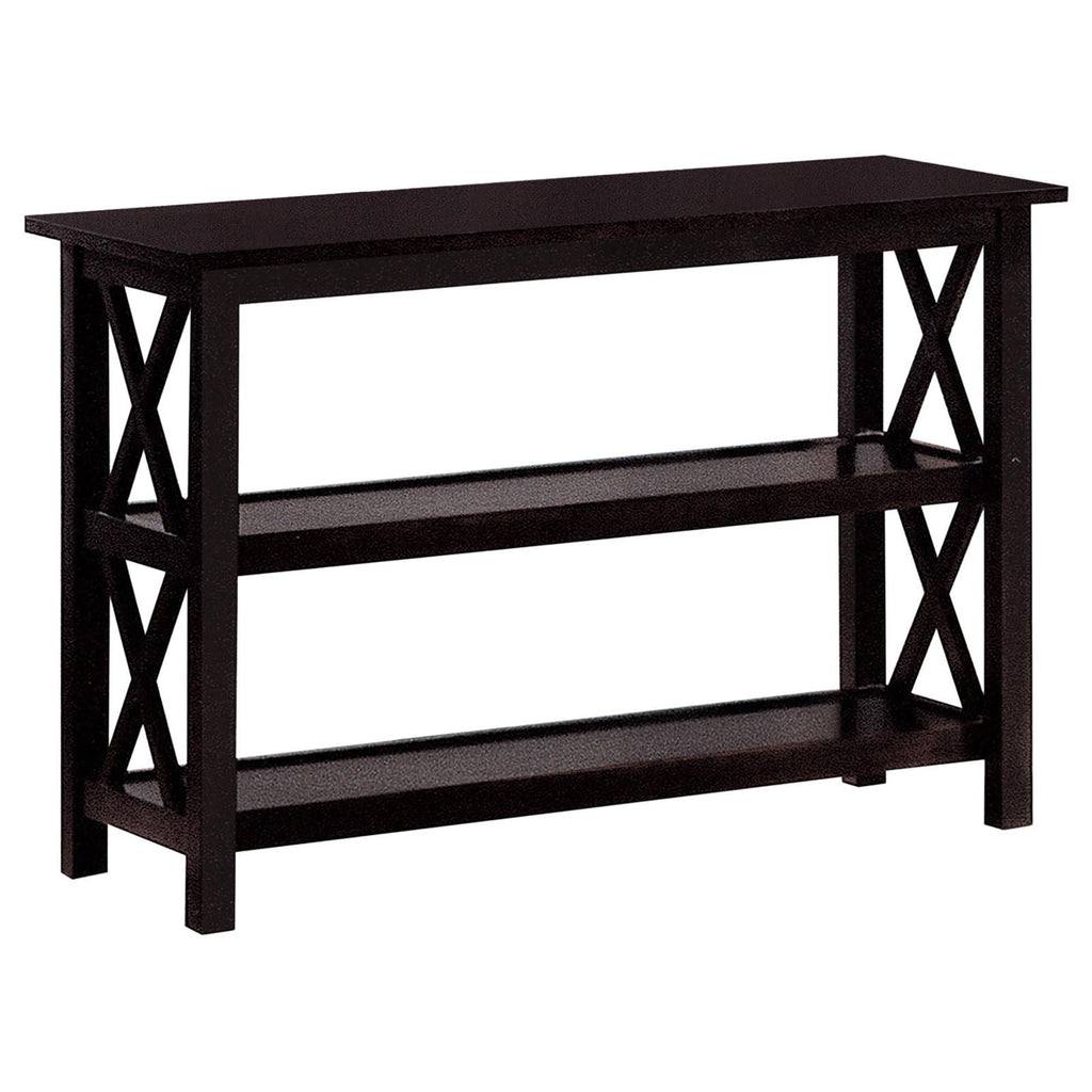 Deep Merlot Sofa Table with 2-Shelf in Brown Wood Finish, 42-inch Rectangular Design