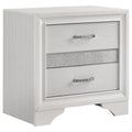 White Transitional 2-Drawer Nightstand with Hidden Jewelry Tray in Wood with Metallic Finish, 26in H x 26in W x 16.5in D