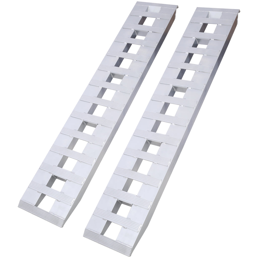 Heavy-Duty Ramps with Top Hook Attaching End, Universal Loading Ramp for Motorcycle, Tractor, ATV/UT 72' X 14' 6600 LBS 1 Pair 2 Ramps Silver Aluminum