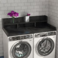 Washer Dryer Countertop with Non-slip Pads, Laundry Wood Shelf Topper with Edge, 54' Width x 27.5' Depth Double Layer Organizer for Washer and Dryer Laundry Hamper Counter Storage Organization (BLACK)