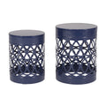 Delight Powder-coated Iron End Table, Set of 2, Navy Blue