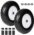 4.80/4.00-8 Flat-Free Solid Wheelbarrow Tire and Wheel, 16' Solid Tire with 5/8' & 3/4' Bearings, 3' Hub for Hand Truck, Garden Cart, Trailer, Trolley, Wagon (Set of 2)