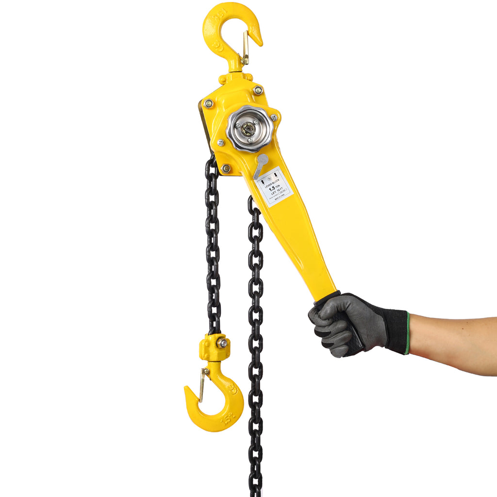 Lever Chain Hoist  1 1/2 Ton 3300LBS Capacity 5 FT Chain Come Along with Heavy Duty Hooks Ratchet Lever Chain Block Hoist Lift Puller