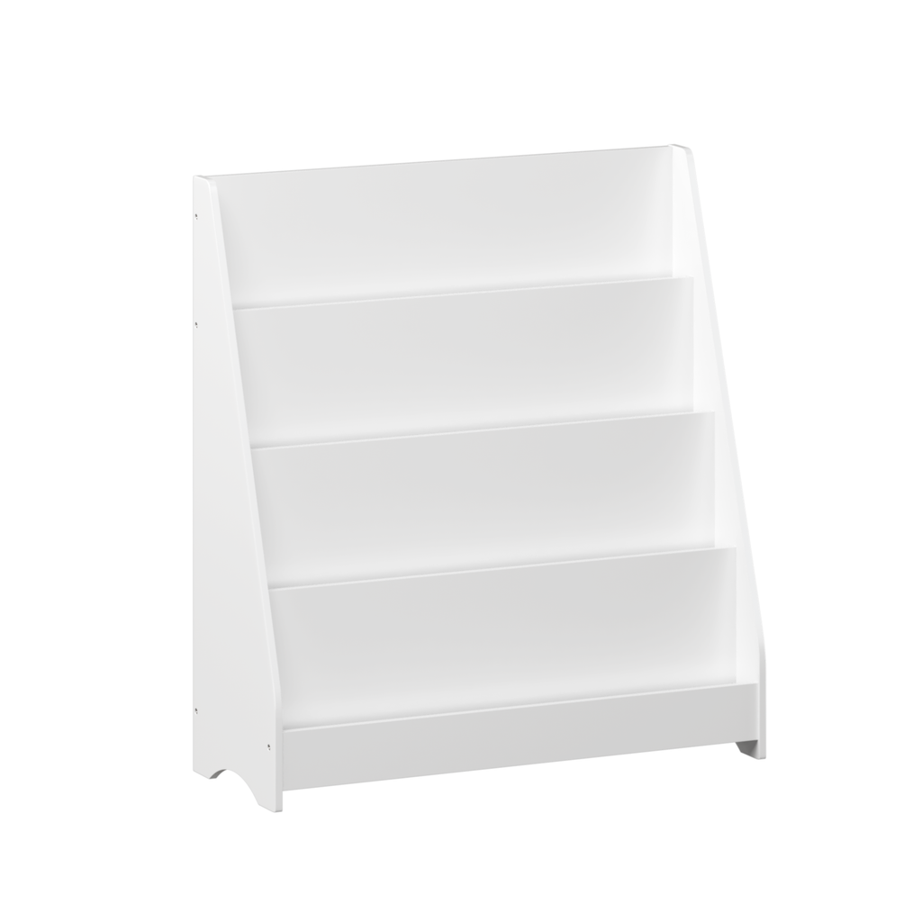 4-Tier Kids Bookshelf, Toddler Book Display Shelves in White, Made of MDF with Rounded Edges, 31.5 x 11.8 x 34.65 inches