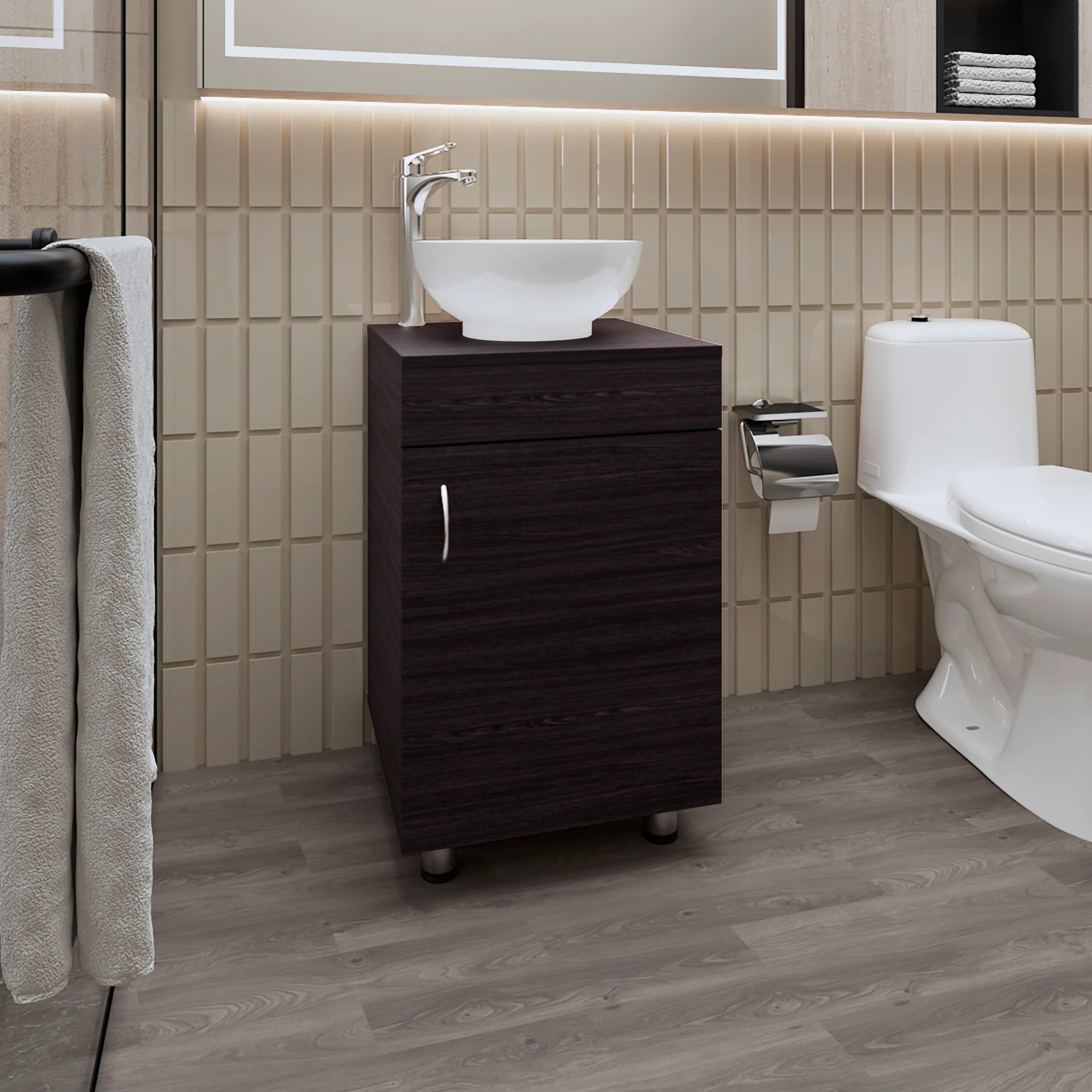 Wengue Bathroom Vanity with Integrated Sink