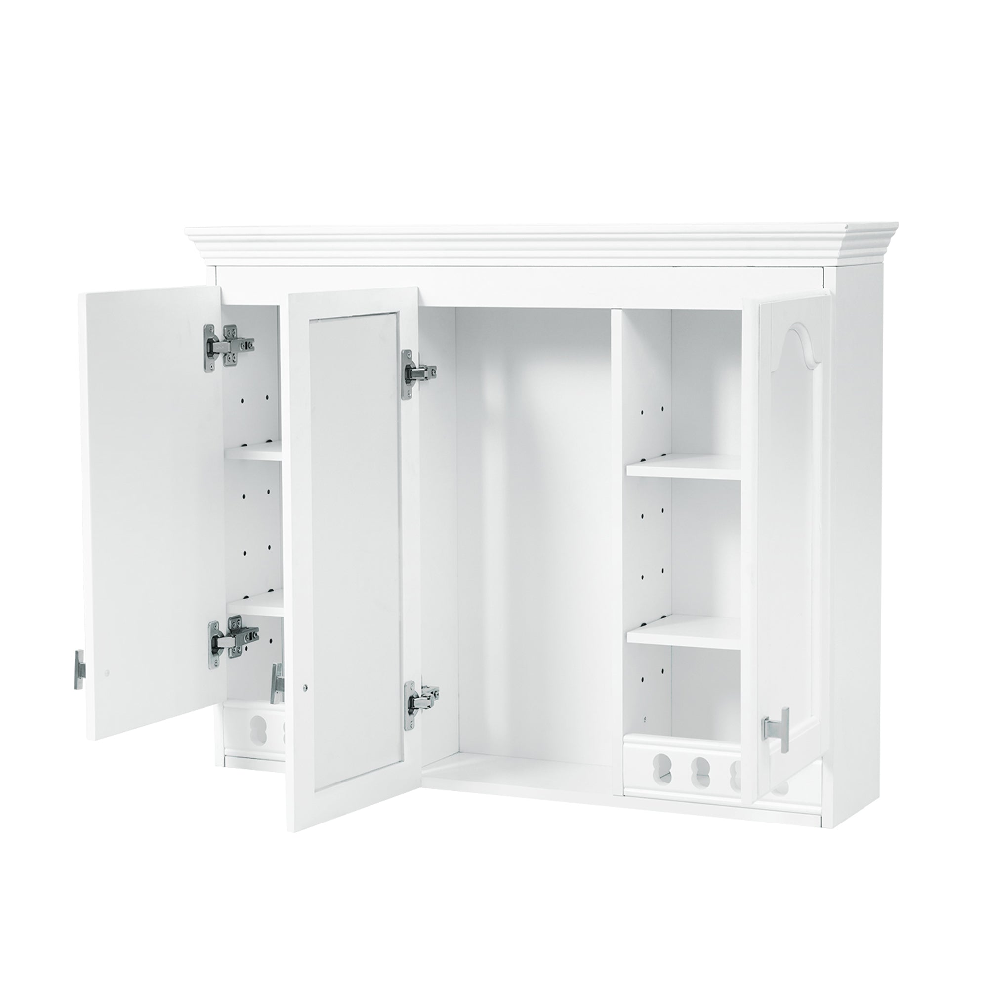 Modern White Wall-Mount Mirror Cabinet with Adjustable Shelves, Soft-Closing Hinges, for Bathroom Vanity, Living Room, Bedroom Storage Organizer