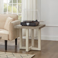 Luno Contemporary End Table, Weathered Gray and Beige