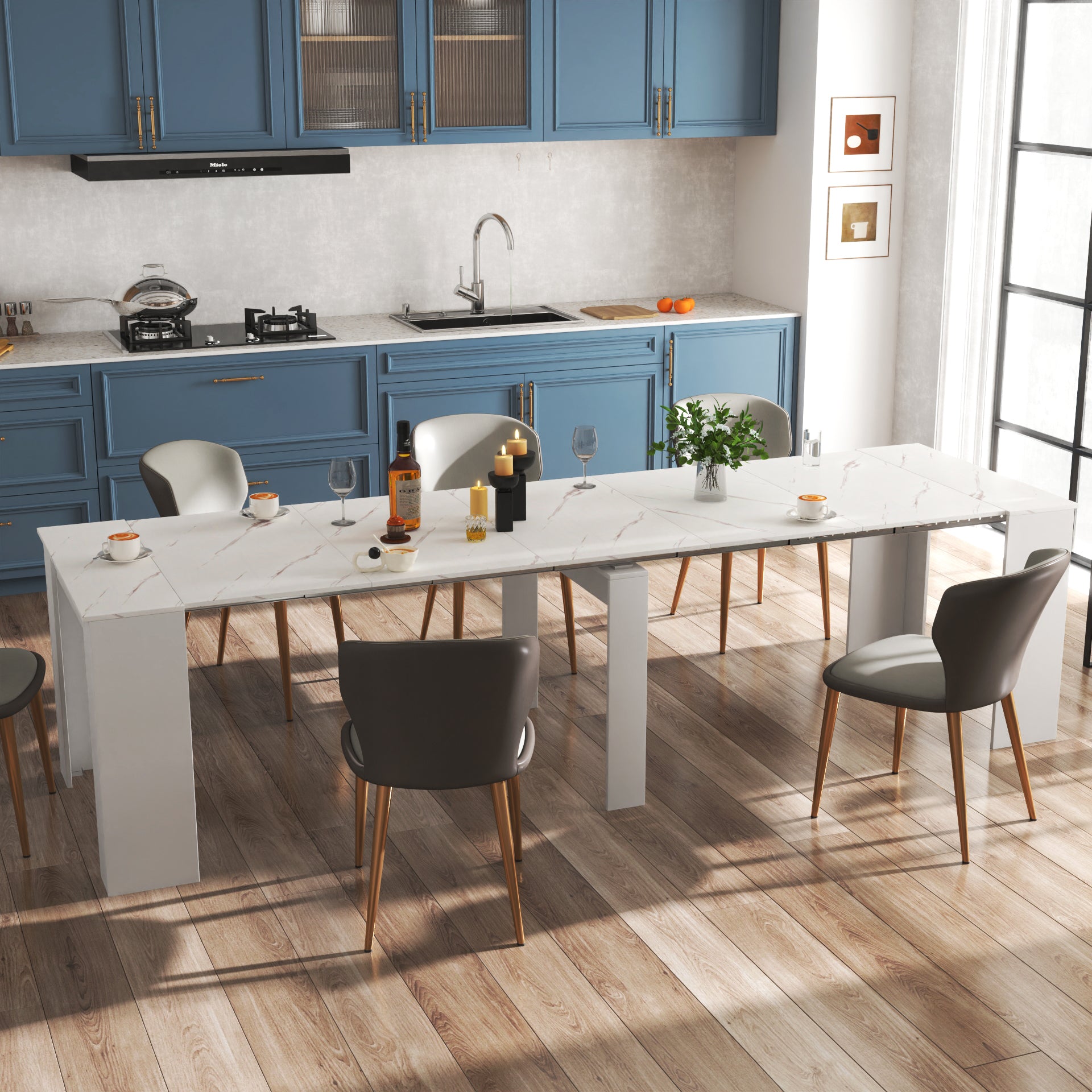 Multifunctional extendable console table